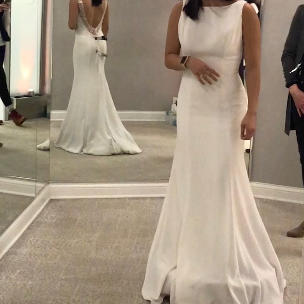 Low back high neck wedding dress